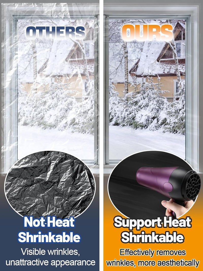 Bigmeta 63×433in Window Insulation for Winter - Fits 10 Windows of 3' x 5' Clear Heat Shrink Plastic for Winterizing, Cuttable Window Film with Tape for Easy Indoor Installation - Image 3